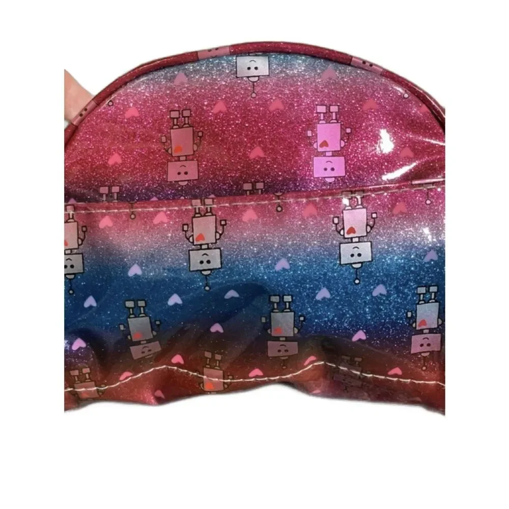 Kids Robot Glitter Cosmetic Bag - Pink & Blue